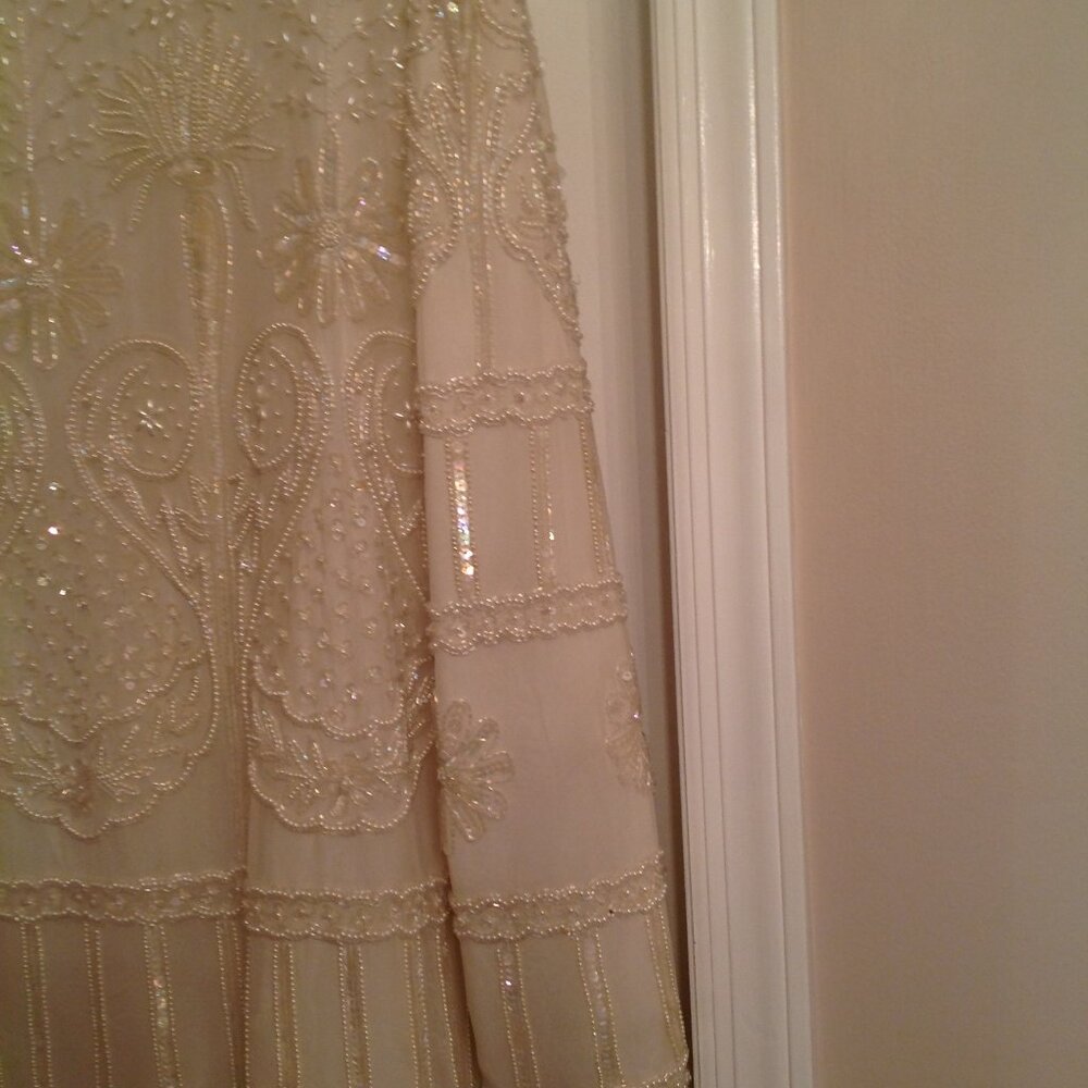NWT Vintage Laurence Kazar Off White Creme Beaded Sequin Evening Jacket 1X - Picture 9 of 14